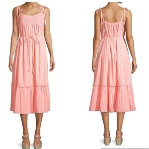 Rebecca Taylor LA VIE Kelsey Textured Midi Dress In Color Blossom Size L